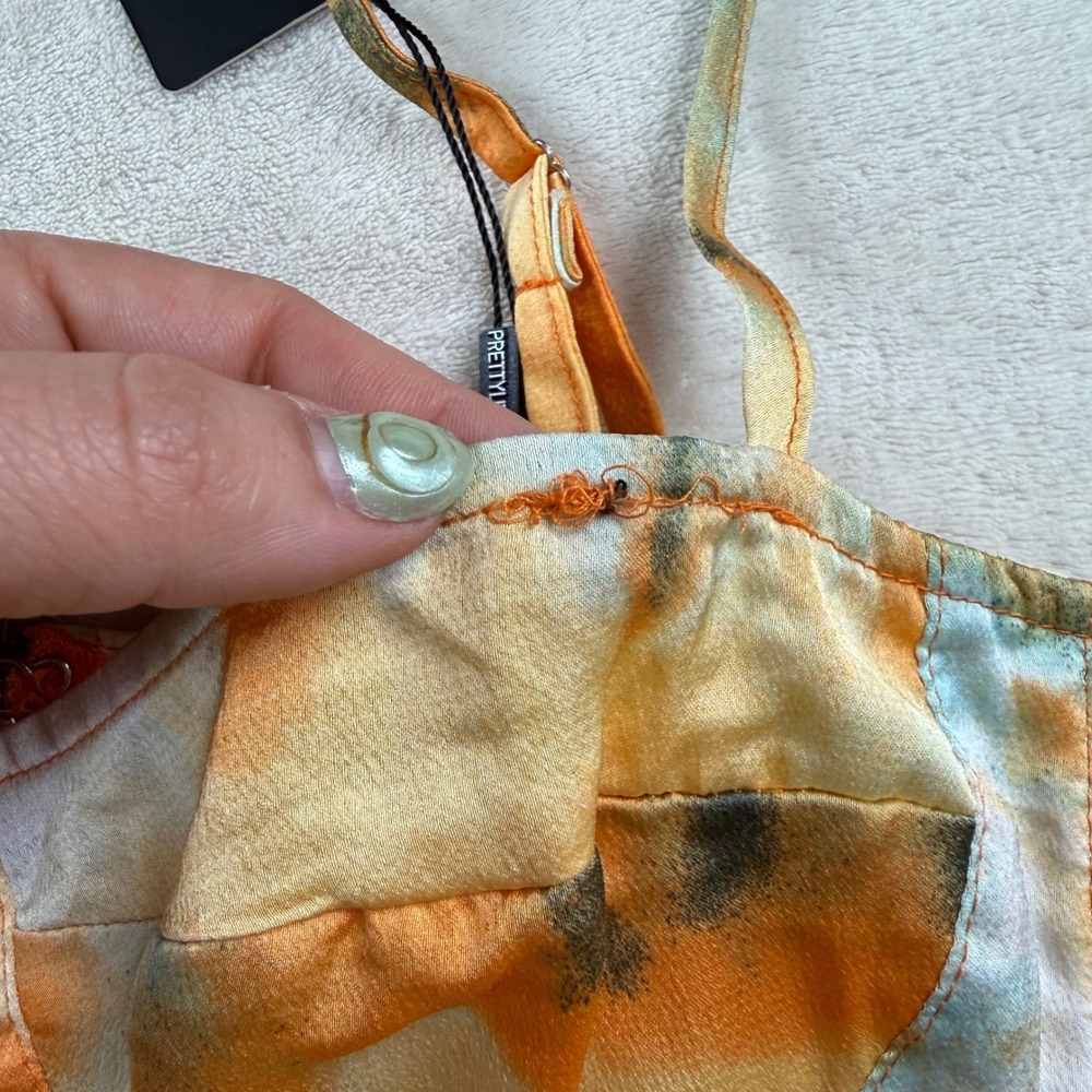 PrettyLittleThing Orange Tie Dye Structured Corset Top US 6 NWT Summer - Picture 4 of 7